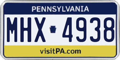 PA license plate MHX4938
