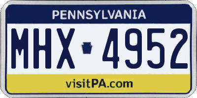 PA license plate MHX4952