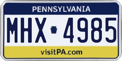 PA license plate MHX4985