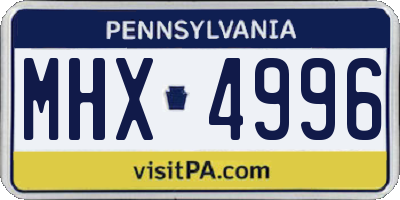 PA license plate MHX4996