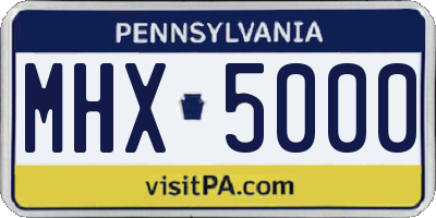 PA license plate MHX5000