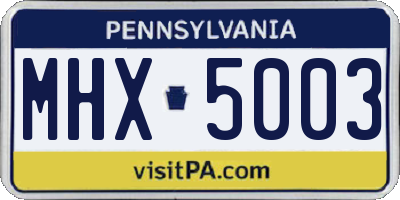 PA license plate MHX5003