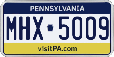 PA license plate MHX5009