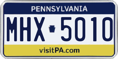 PA license plate MHX5010