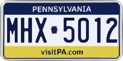 PA license plate MHX5012