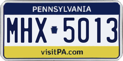 PA license plate MHX5013