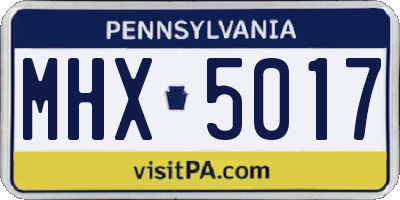PA license plate MHX5017