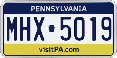 PA license plate MHX5019