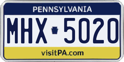 PA license plate MHX5020