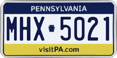 PA license plate MHX5021