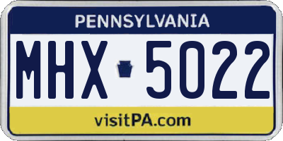 PA license plate MHX5022