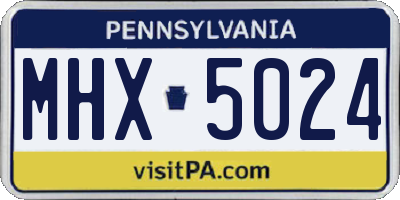 PA license plate MHX5024