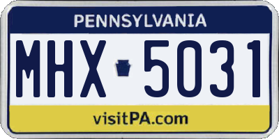 PA license plate MHX5031