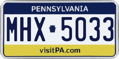 PA license plate MHX5033