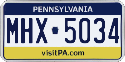 PA license plate MHX5034