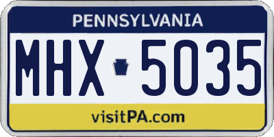 PA license plate MHX5035