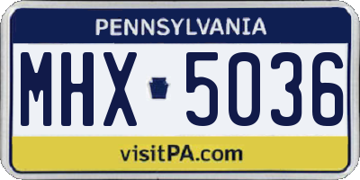 PA license plate MHX5036