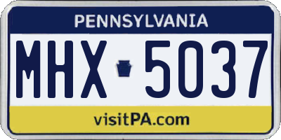PA license plate MHX5037