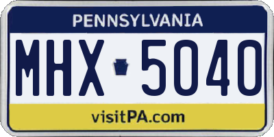 PA license plate MHX5040