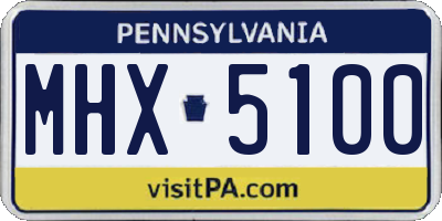 PA license plate MHX5100