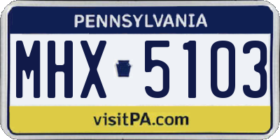 PA license plate MHX5103