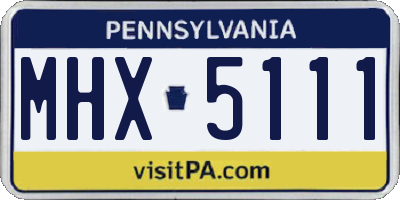 PA license plate MHX5111