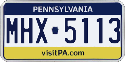 PA license plate MHX5113