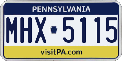 PA license plate MHX5115