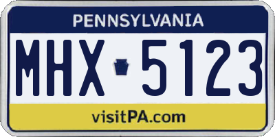 PA license plate MHX5123