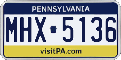 PA license plate MHX5136