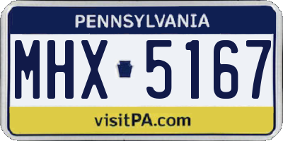 PA license plate MHX5167