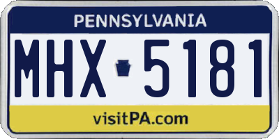 PA license plate MHX5181