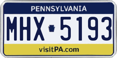 PA license plate MHX5193