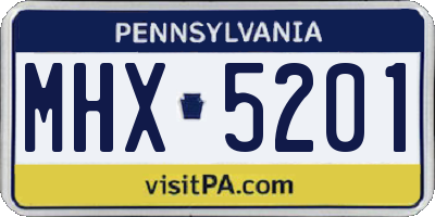 PA license plate MHX5201