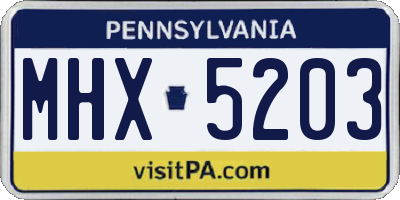 PA license plate MHX5203