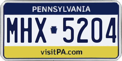 PA license plate MHX5204