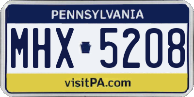 PA license plate MHX5208