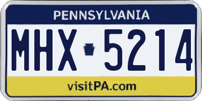 PA license plate MHX5214