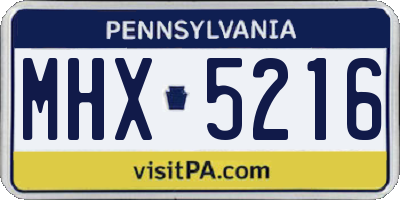 PA license plate MHX5216