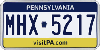PA license plate MHX5217