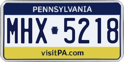 PA license plate MHX5218