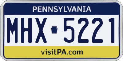 PA license plate MHX5221