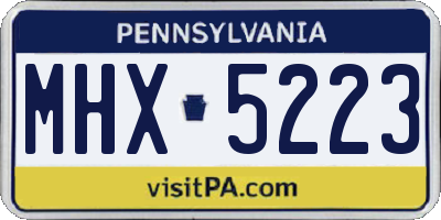 PA license plate MHX5223