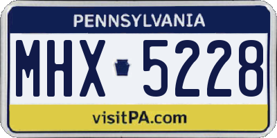 PA license plate MHX5228