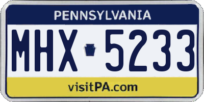 PA license plate MHX5233