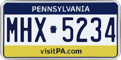 PA license plate MHX5234