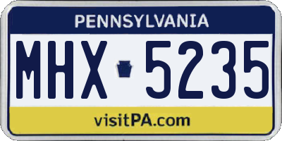 PA license plate MHX5235