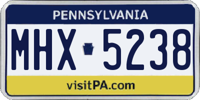 PA license plate MHX5238