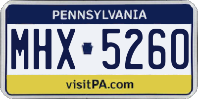 PA license plate MHX5260