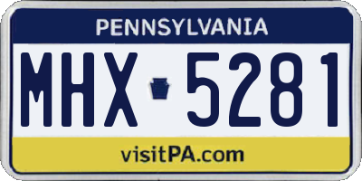 PA license plate MHX5281